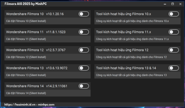 Bộ cài Filmora AIO 2025 - Cài đặt và kích hoạt hiệu ứng Fimora 10-11-12-13-14 (Silent)